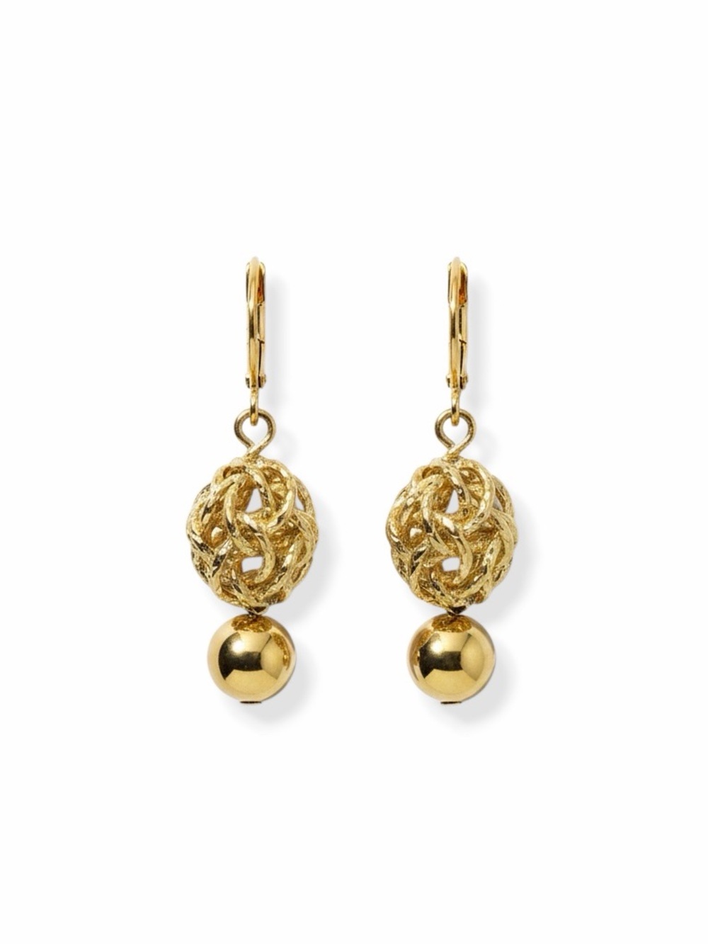 Gold  Plated Drop Filigree Ball Earrings - Women Jewelry